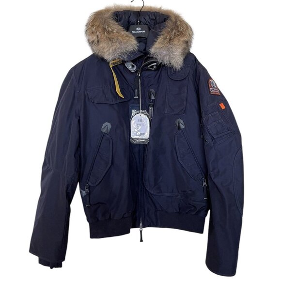 Parajumpers Jacket Mens Size XXL Blue‎ Gobi Fur Trim Hood Bomber Down Liner